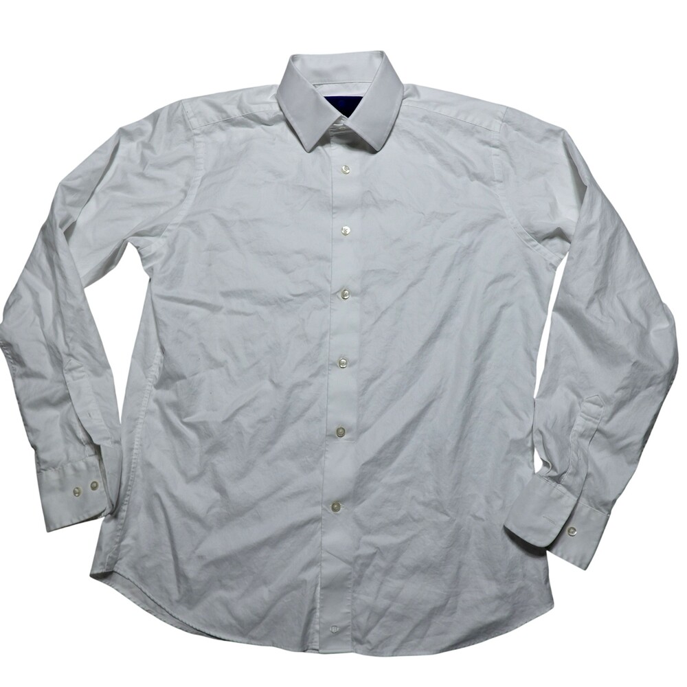 David Donahue Shirt Mens 16 34/35 White Trim Fit 100% Cotton Dress Long Sleeve
